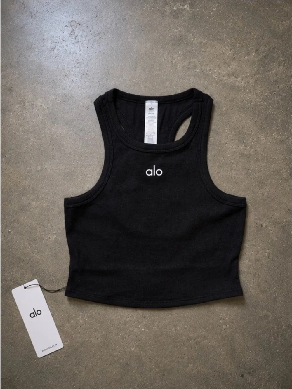 NWT ALO Yoga Black Ribbed Cropped Tank Top